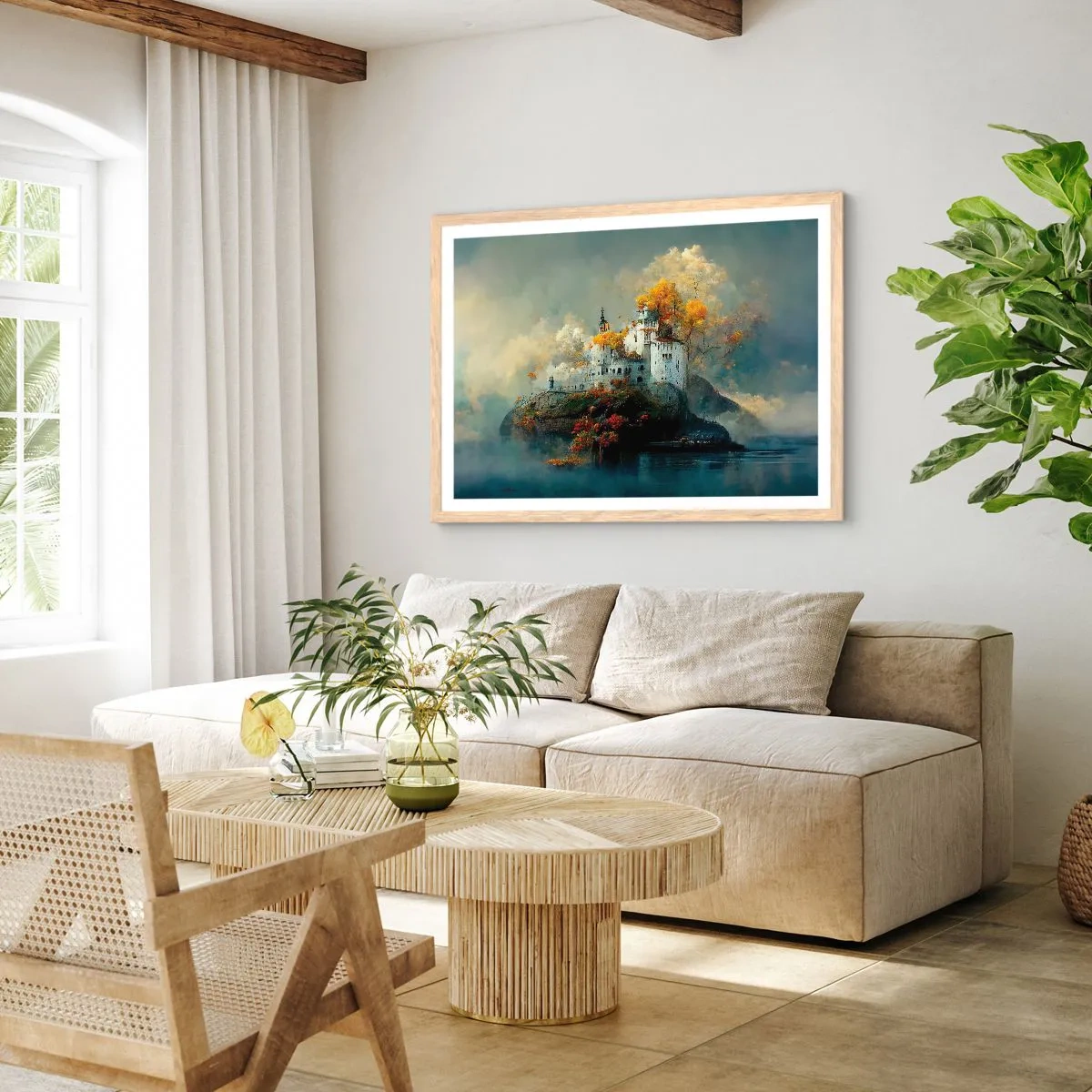 Een poster in een licht eiken lijst - Het begin van een romantisch verhaal - 70x50 cm