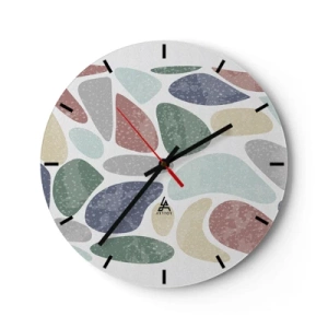 Wandklok - Klok - Kleurrijke organische vormen op een lichte achtergrond - 30x30cm - Een mozaïek van poederkleuren - Moderne wanddecoratie voor woonkamer, keuken en slaapkamer ARTTOR