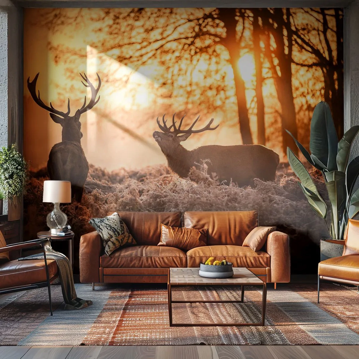 Zelfklevend Fotobehang Deluxe Sticker - De droom van een jager - Landschap, Hert, Jacht - 250x175 cm