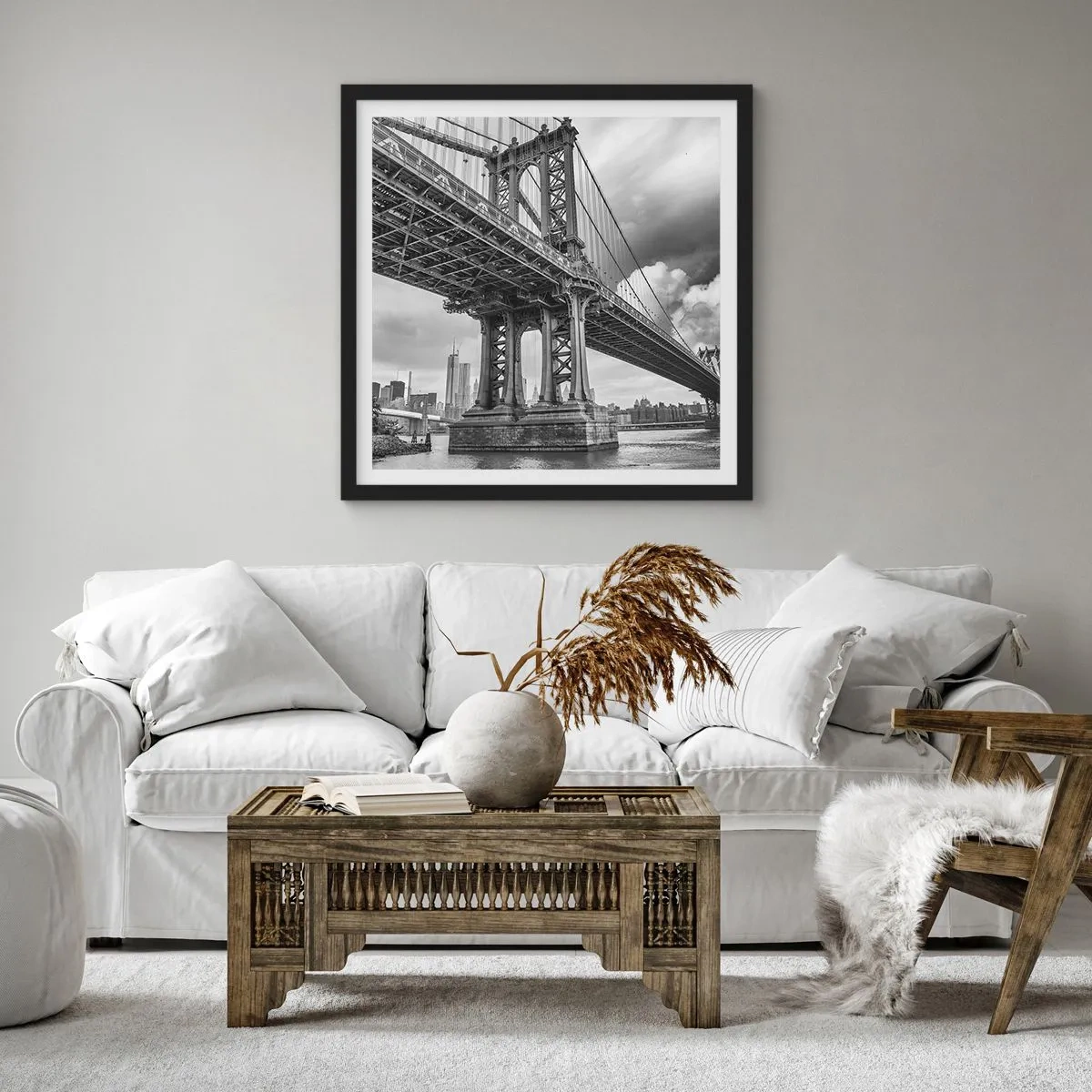 Poster in een zwarte lijst - Naar het hart van de stad - 40x40 cm