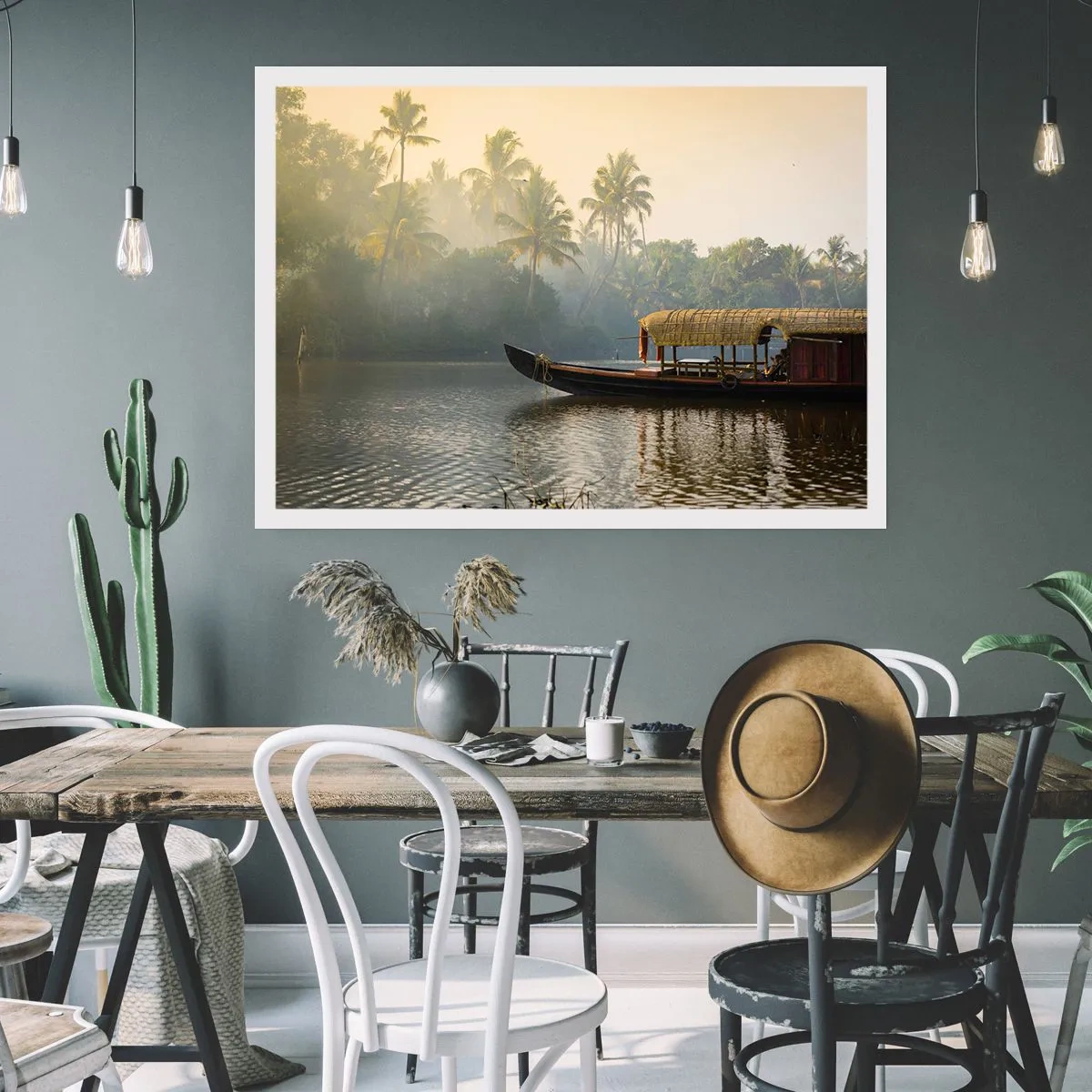 Poster - Huis aan de rivier - 100x70 cm