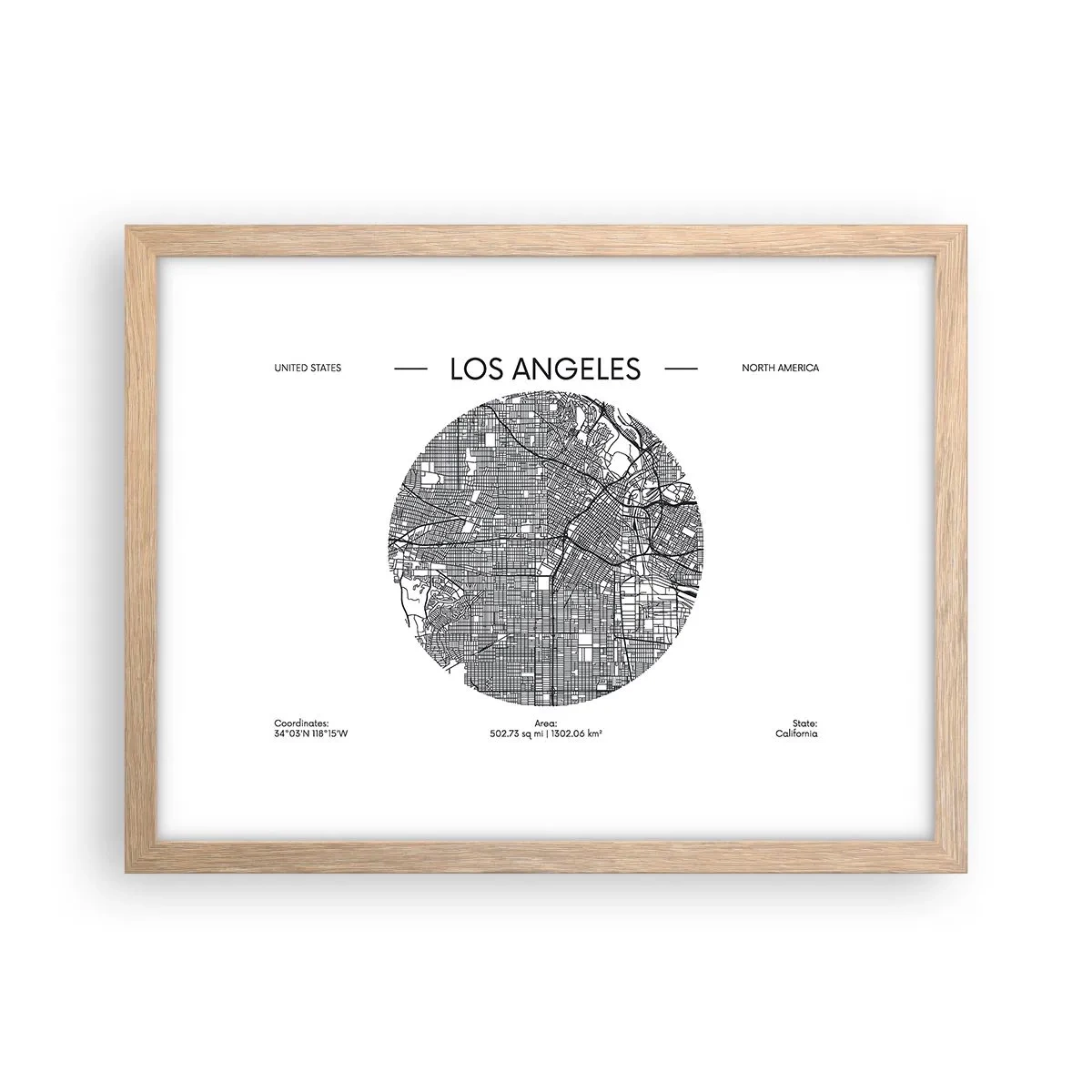 Een poster in een licht eiken lijst - Anatomie van Los Angeles - 40x30 cm