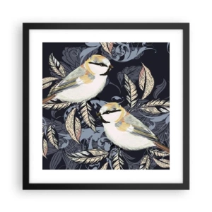 Poster in een zwarte lijst - Geel-blauwe triller - 40x40 cm