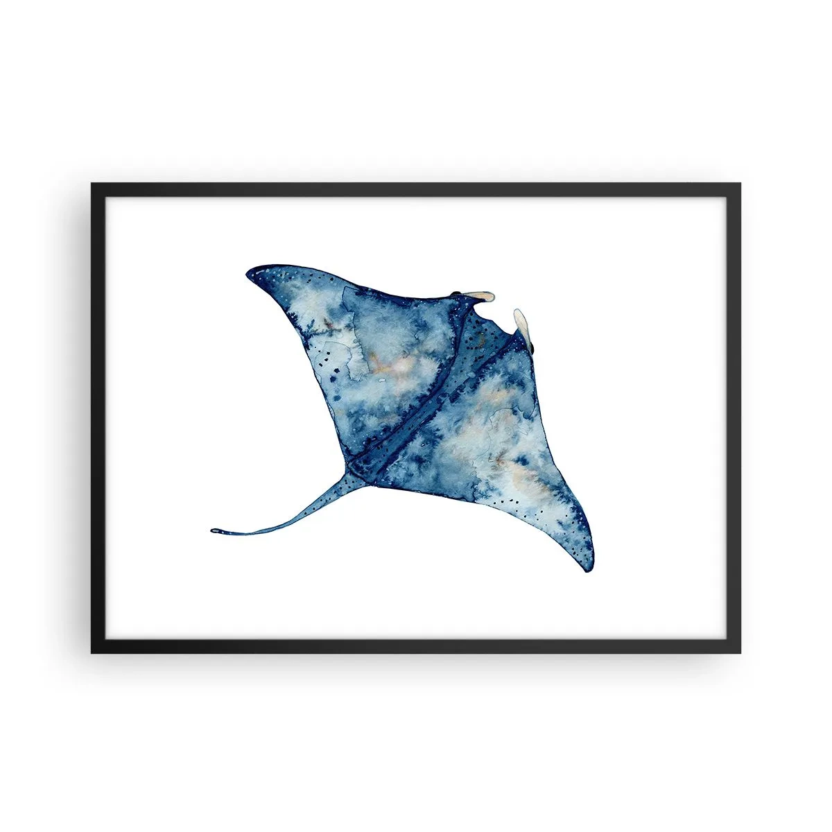 Poster in een zwarte lijst - Leven in blauw - 70x50 cm