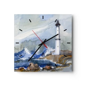 Wandklok - Klok - Tegen de duisternis en de storm - 40x40 cm