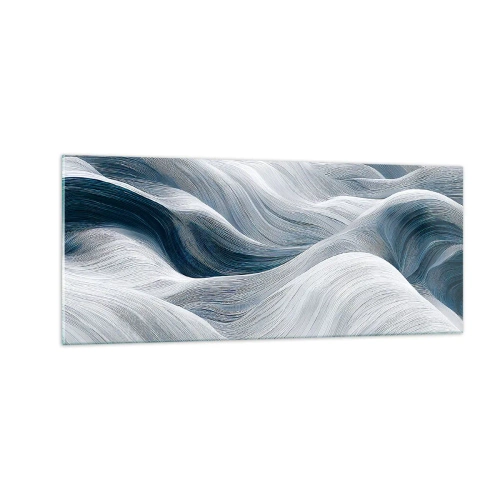 Schilderen op glas - Witte en blauwe golven - 100x40 cm