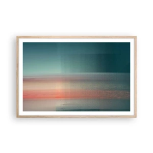 Een poster in een licht eiken lijst - Abstractie: golven van licht - 91x61 cm