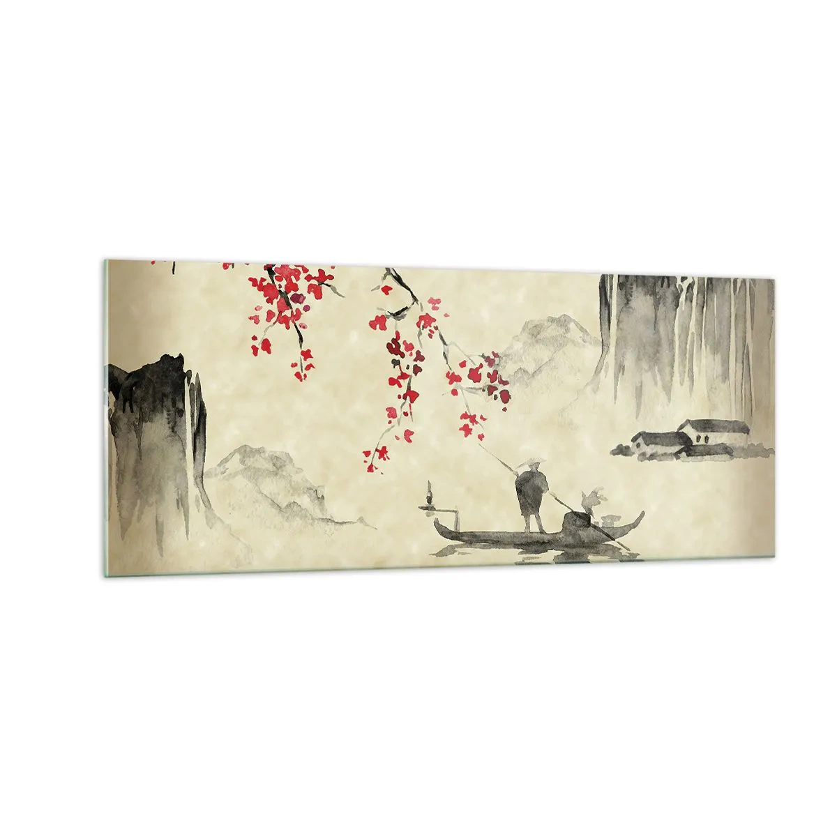 Schilderen op glas - In het land van de bloeiende kersenbomen - 100x40 cm