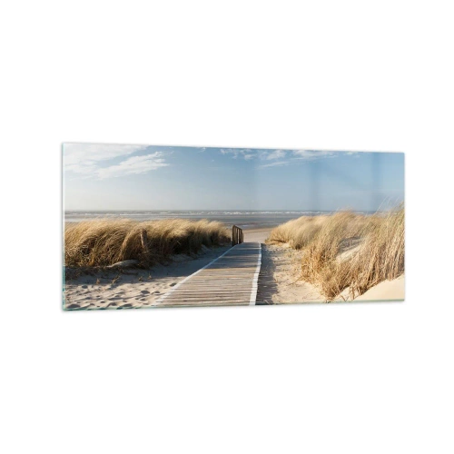 Schilderen op glas - Achter het duin, in het ruisen van gras - 120x50 cm