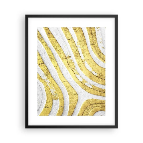 Poster in een zwarte lijst - Compositie in wit en goud - 40x50 cm