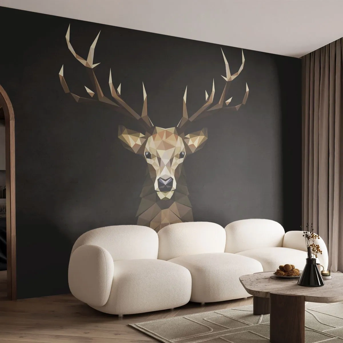 Fotobehang Standard Eco - Kubistische herten - Dieren, Hert, Grafisch - 400x280 cm