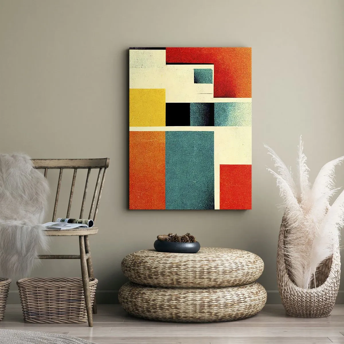 Schilderen op canvas - Geometrische abstractie – goede energie - 50x70 cm