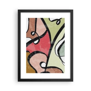 Poster in een zwarte lijst - Pirouettes tussen kleuren - 30x40 cm