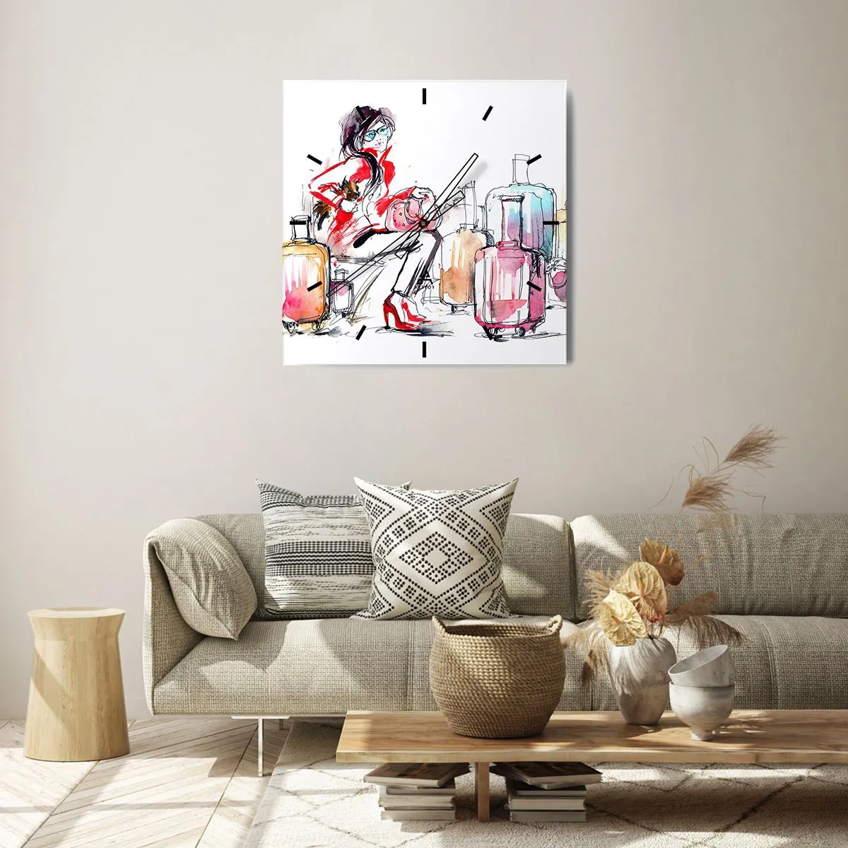 Wandklok - Klok - Laten we gaan zitten voor de reis - 40x40 cm