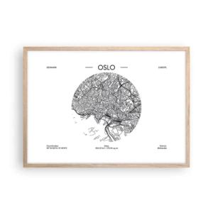 Een poster in een licht eiken lijst - Anatomie van Oslo - 70x50 cm