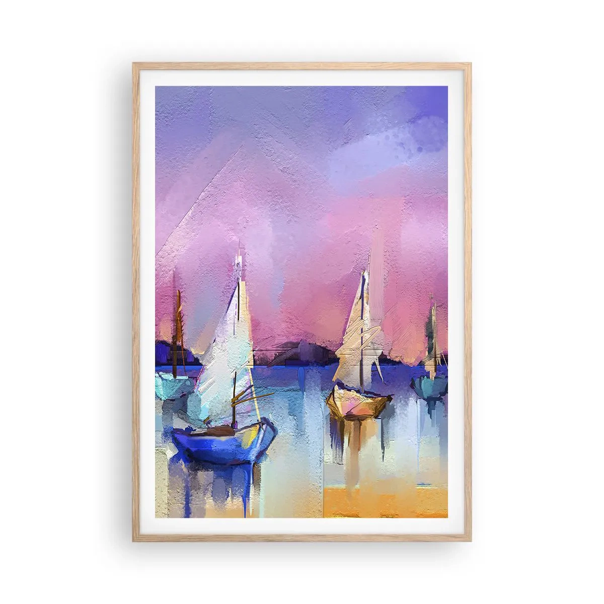 Een poster in een licht eiken lijst - Richting: breed water - 70x100 cm