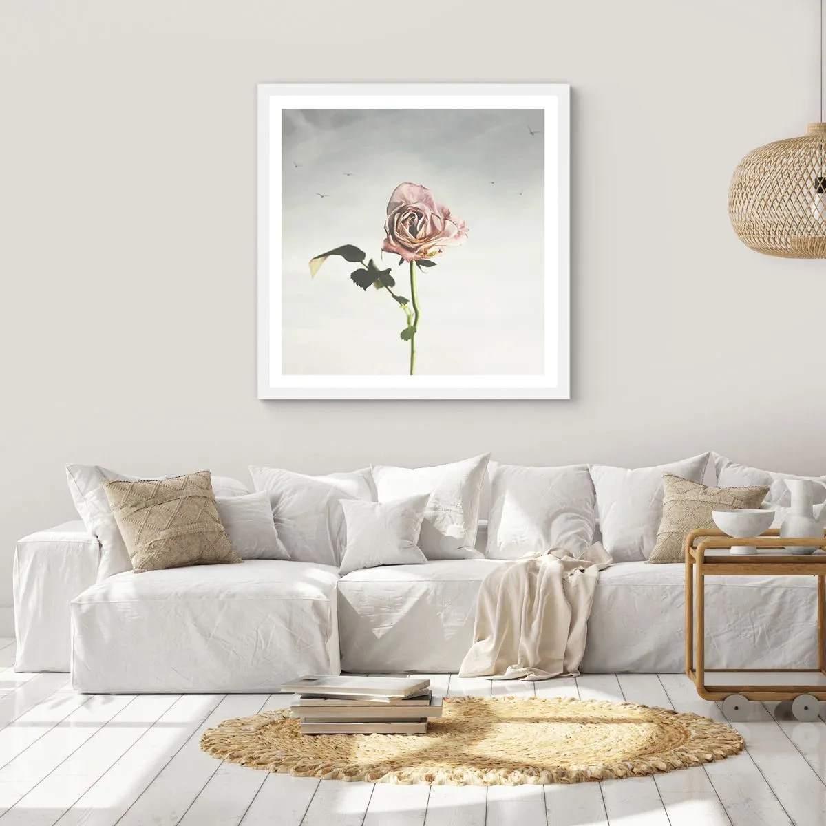 Poster in een witte lijst - Begroeting van de lente - 60x60 cm