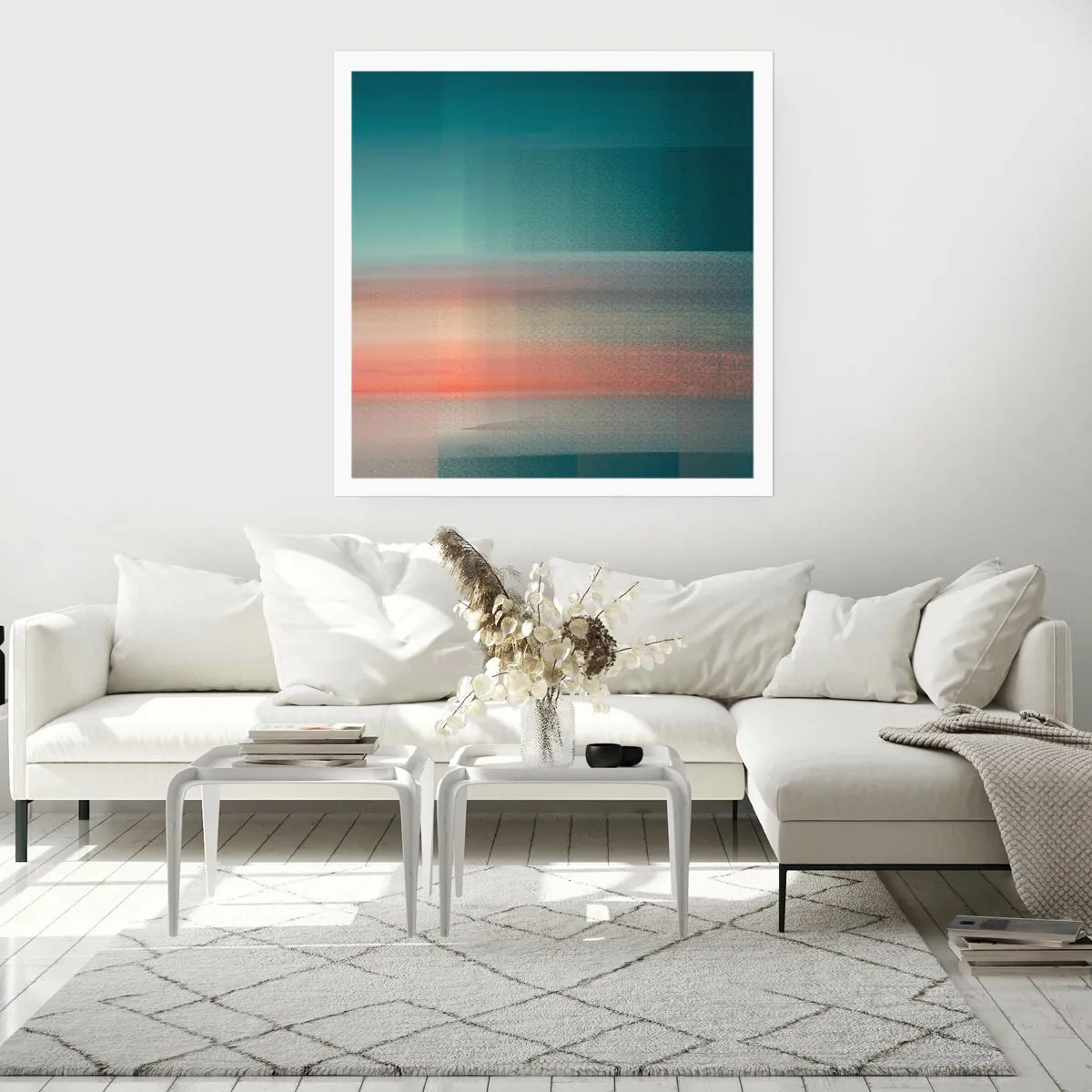 Poster - Abstractie: golven van licht - 30x30 cm