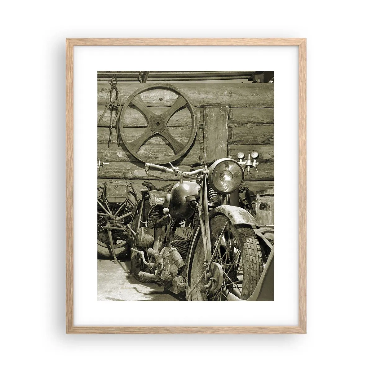 Een poster in een licht eiken lijst - In de schuur van oom Władek - 40x50 cm