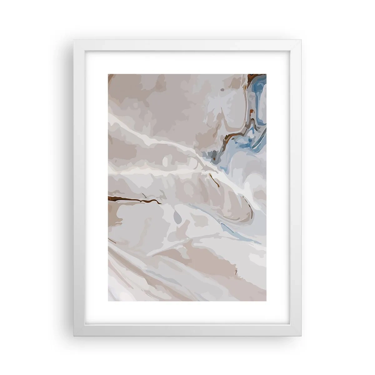 Poster in een witte lijst - Blauw kronkelt onder het wit - 30x40 cm