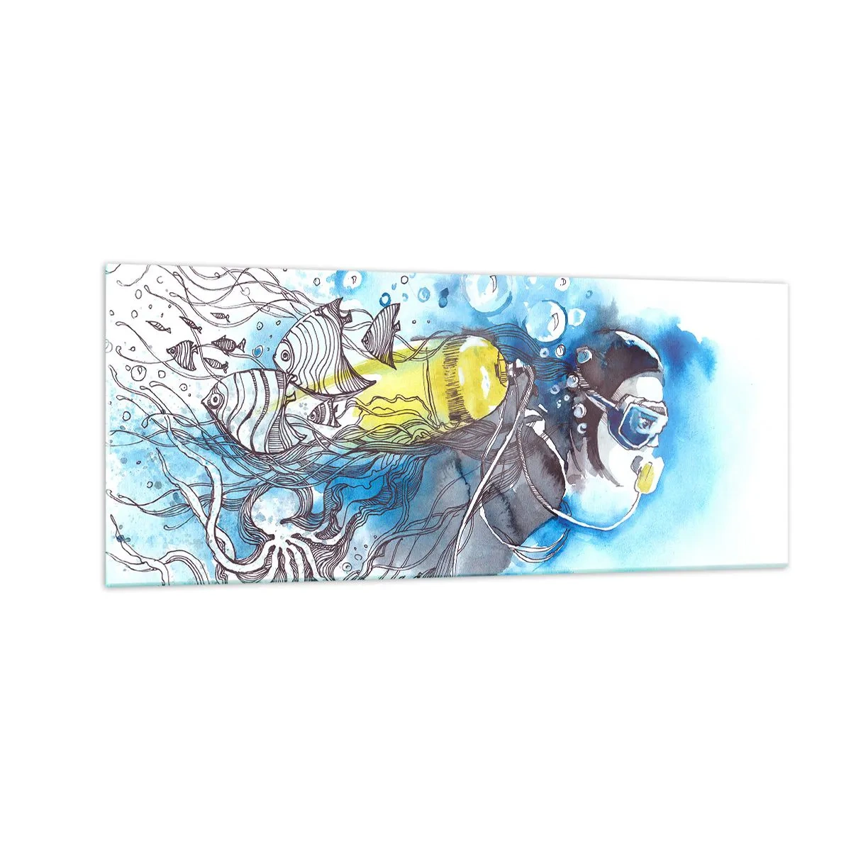 Schilderen op glas - Geweldig blauw - 100x40 cm