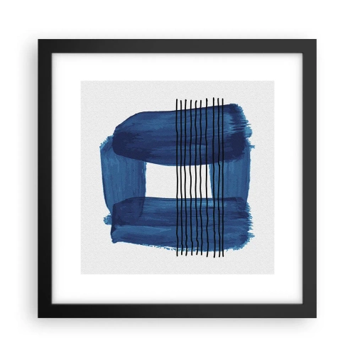 Poster in een zwarte lijst - Blauwe en zwarte compositie - 30x30 cm