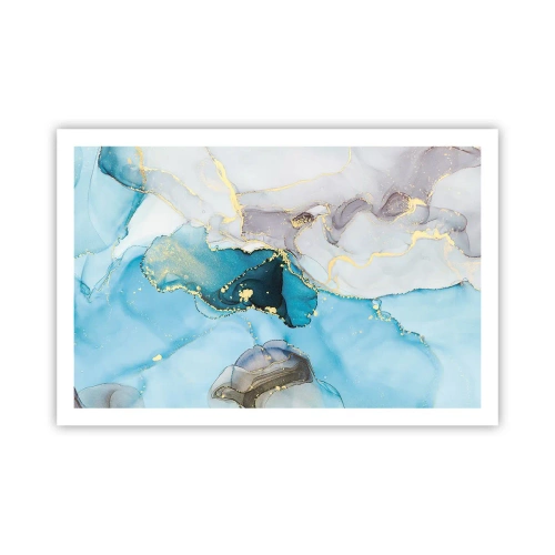 Poster - Een studie van de ontmoeting van grijs en turkoois - 91x61 cm
