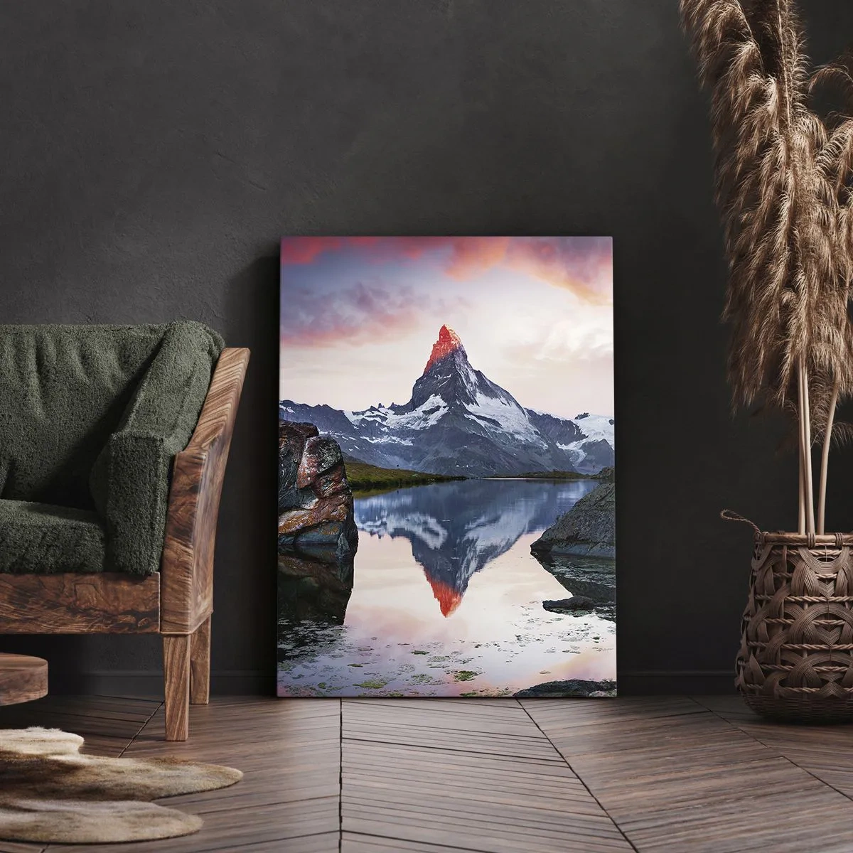 Schilderen op canvas - Het hart van de bergen is heet - 55x100 cm