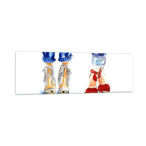 Schilderen op glas - Misschien gaan we wandelen? - 160x50 cm