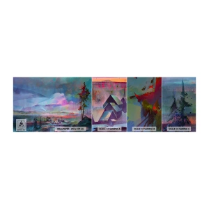 Fotobehang Monster Zelfklevend Deluxe Sticker - Onder een welwillende hemel - Abstractie, Landschap, Bergen - 100x30 cm