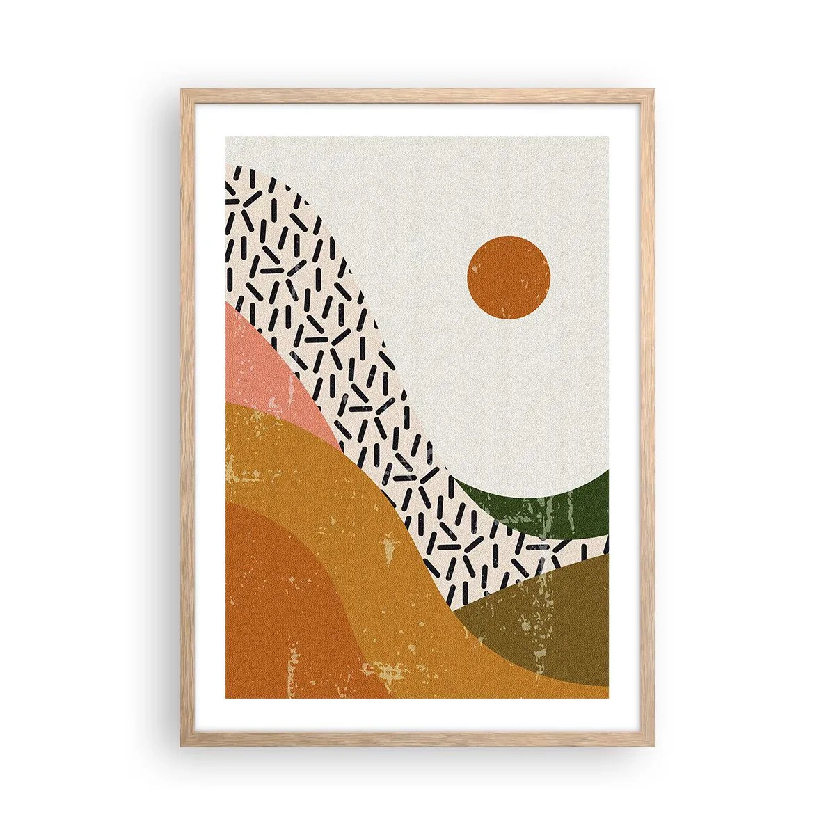 Een poster in een licht eiken lijst - Zonne-abstractie - 50x70 cm
