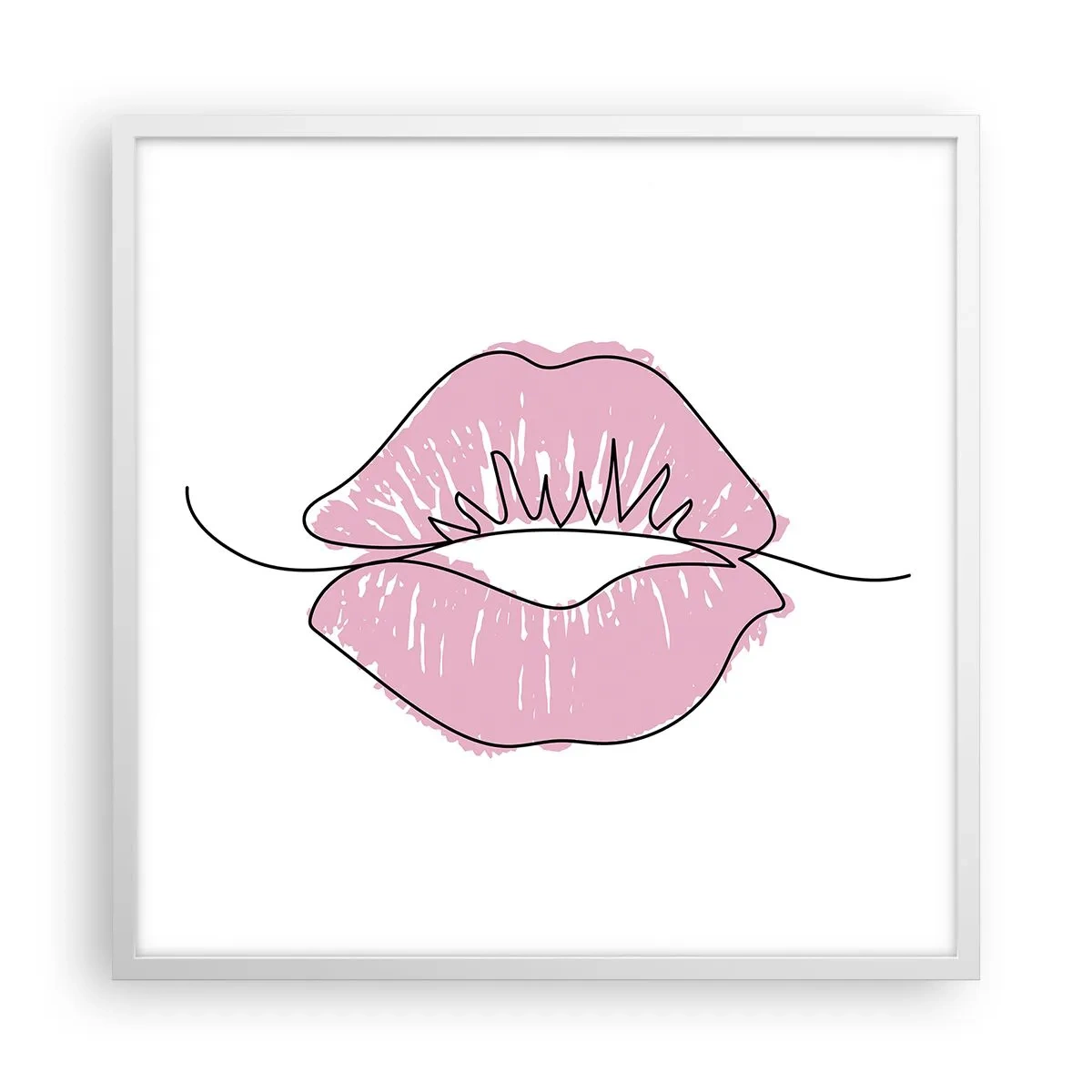 Poster in een witte lijst - Klaar om te kussen? - 60x60 cm