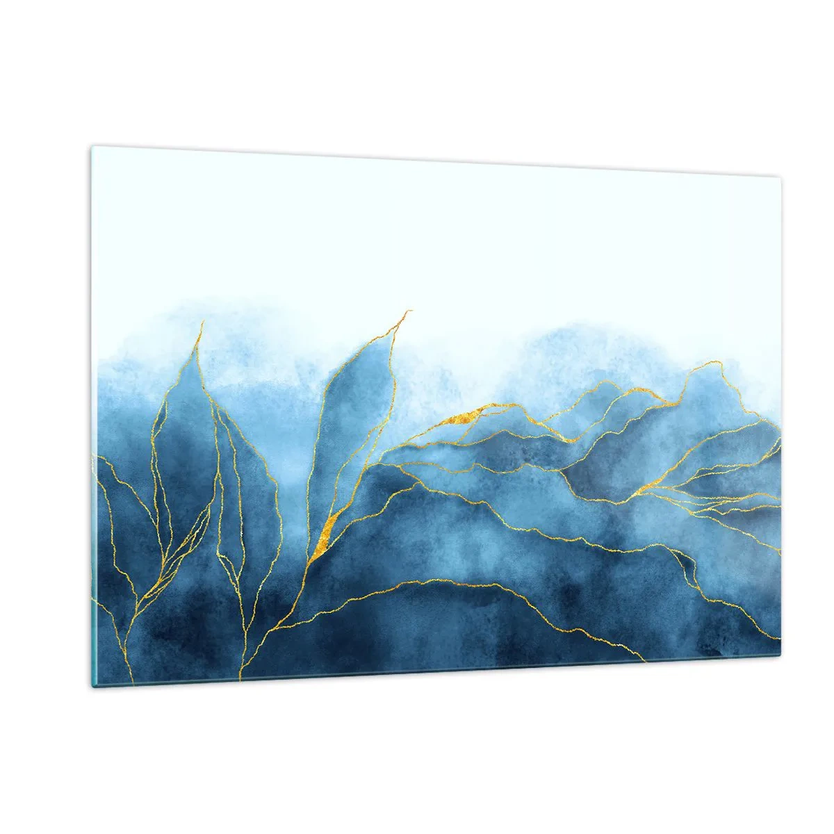 Schilderen op glas - Blauw in goud - 120x80 cm