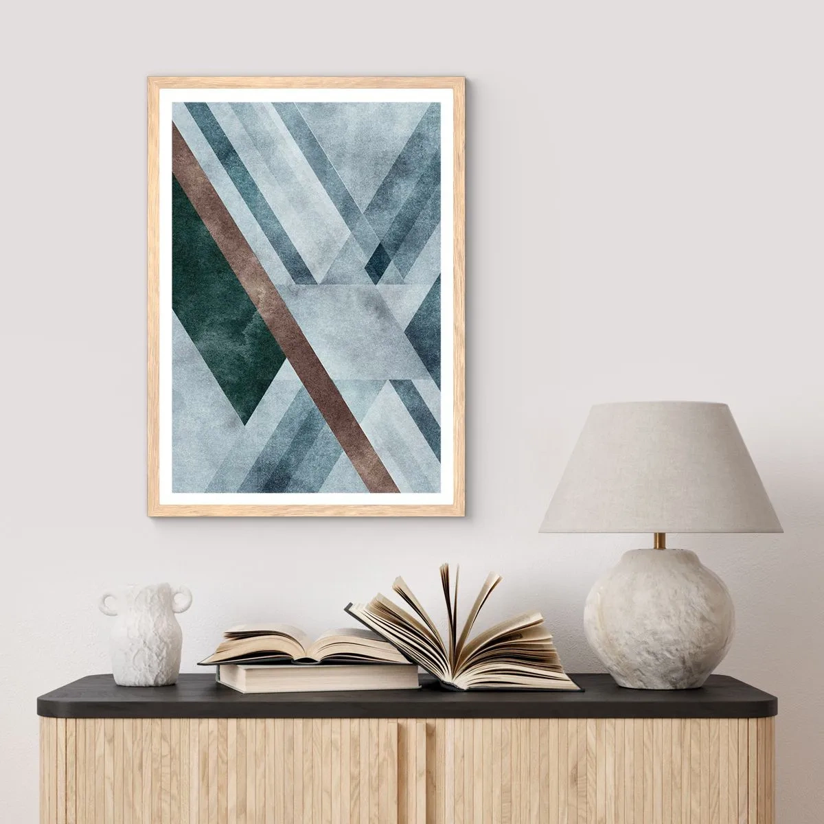 Een poster in een licht eiken lijst - Verfijnde elegantie van geometrie - 30x40 cm