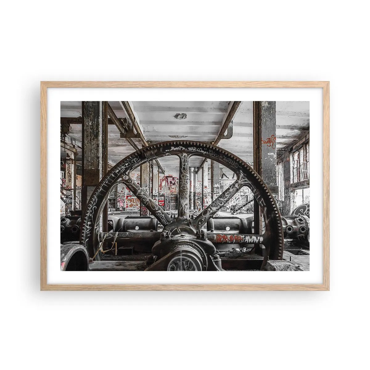 Een poster in een licht eiken lijst - Het geheime leven van de fabriek - 70x50 cm
