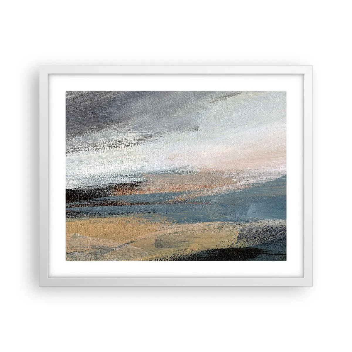 Poster in een witte lijst - Abstractie: noordelijk landschap - 50x40 cm