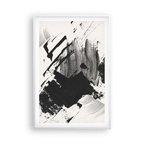 Poster in een witte lijst - Abstractie – expressie van zwart - 61x91 cm