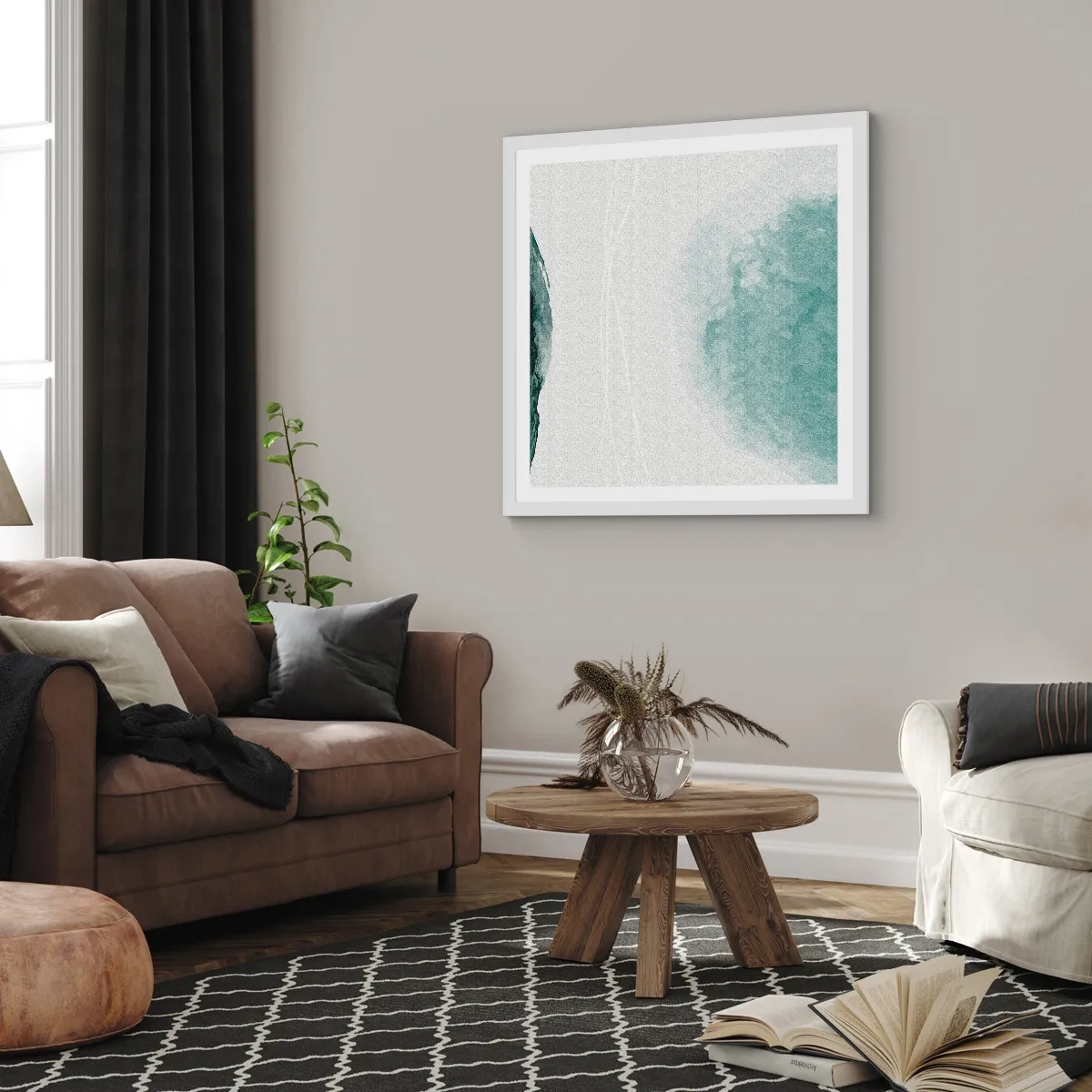 Poster in een witte lijst - Ontmoeting met de mist - 50x50 cm