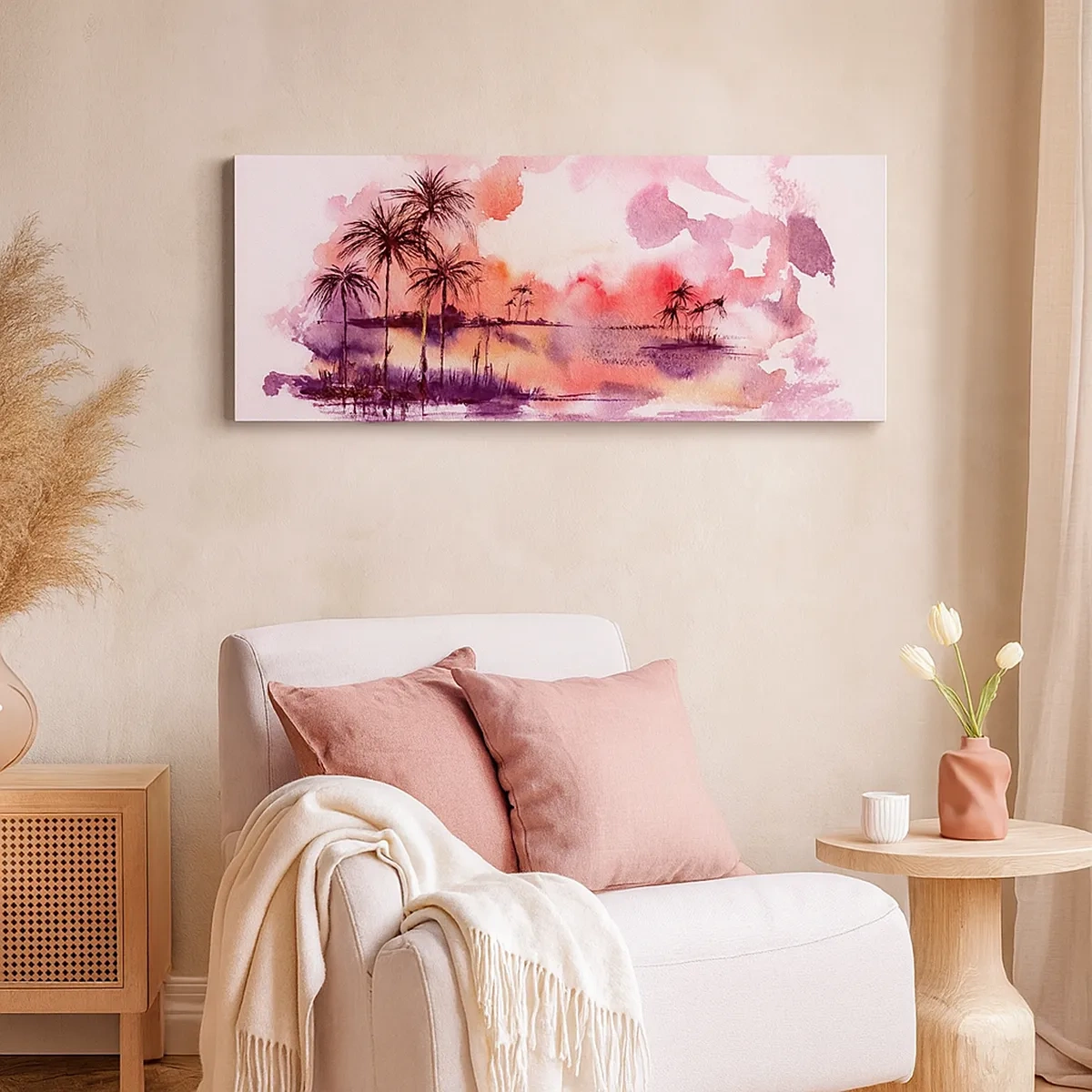 Schilderen op canvas - De rust van de tropen in het rood - 30x30 cm