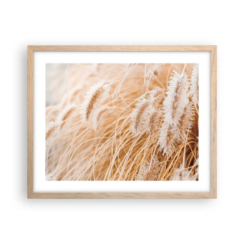 Een poster in een licht eiken lijst - Het gouden geritsel van het gras - 50x40 cm