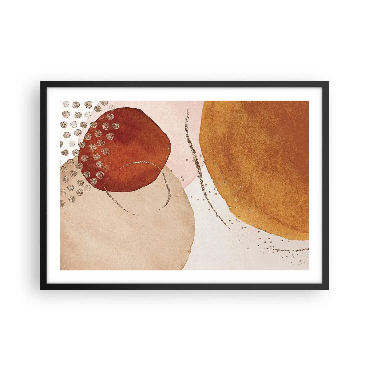 Poster in een zwarte lijst - Rondheid en beweging - 70x50 cm