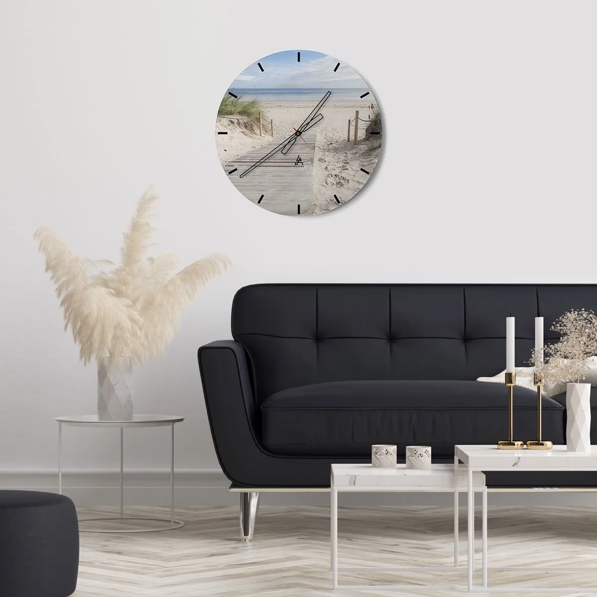 Wandklok - Klok - Houten pad naar het strand met uitzicht op zee - 30x30cm - naar de horizon - Moderne wanddecoratie voor woonkamer, keuken en slaapkamer ARTTOR