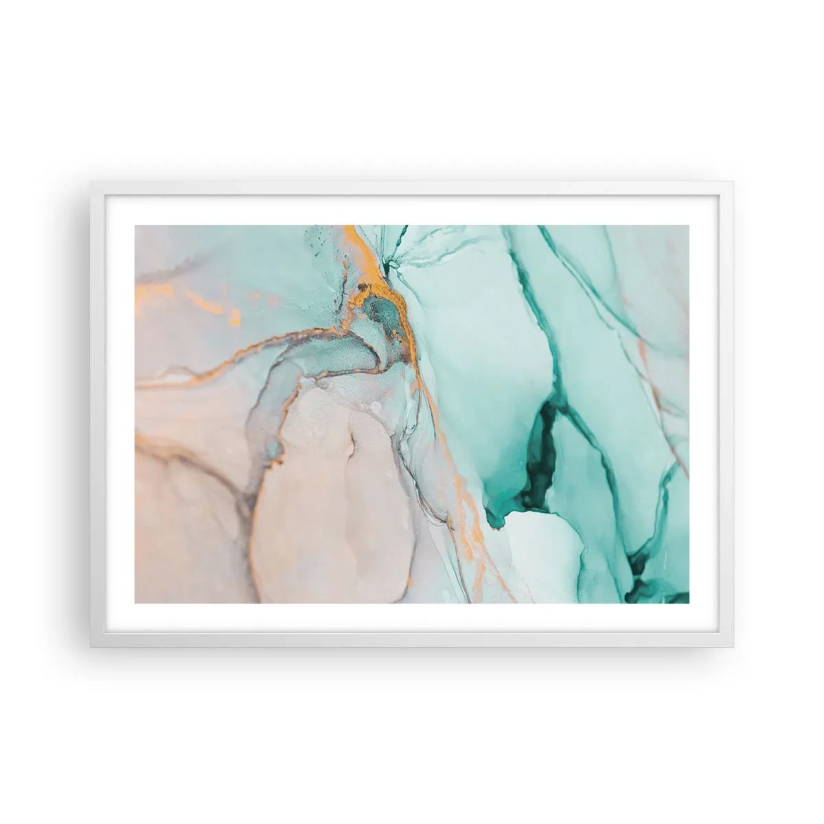 Poster in een witte lijst - Een dans van vormen en kleuren - 70x50 cm