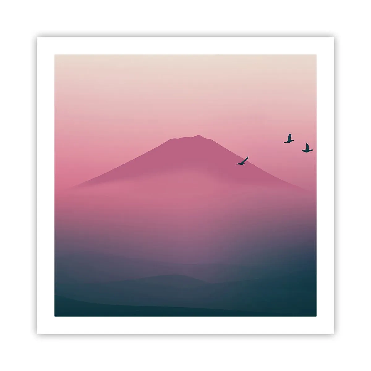 Poster - Wandelaars boven de wolken - 60x60 cm