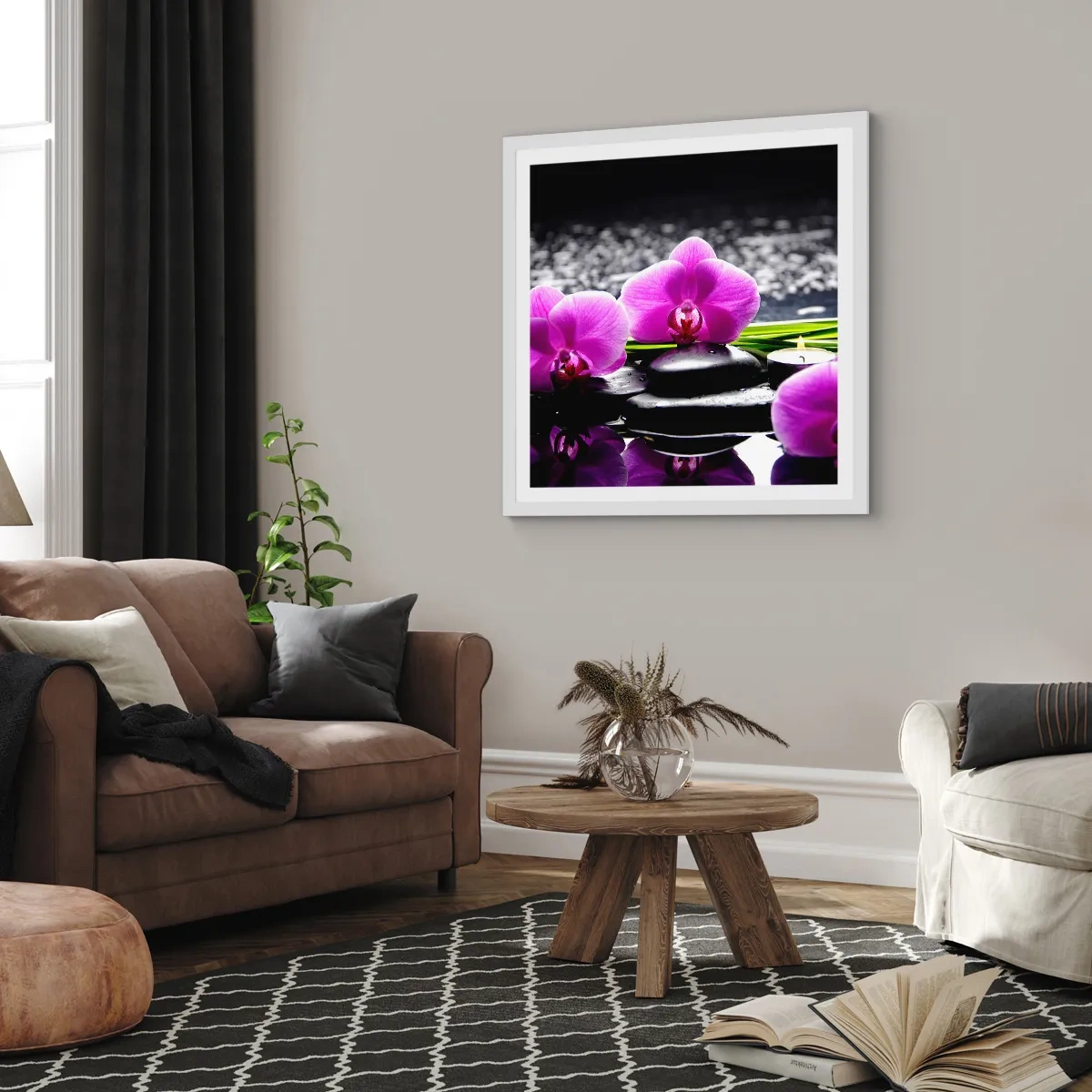 Poster in een witte lijst - Verdrinken in rust en stilte  - 50x50 cm