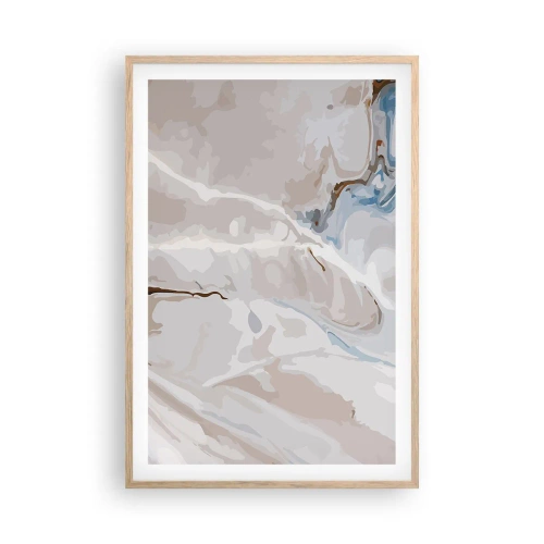 Een poster in een licht eiken lijst - Blauw kronkelt onder het wit - 61x91 cm
