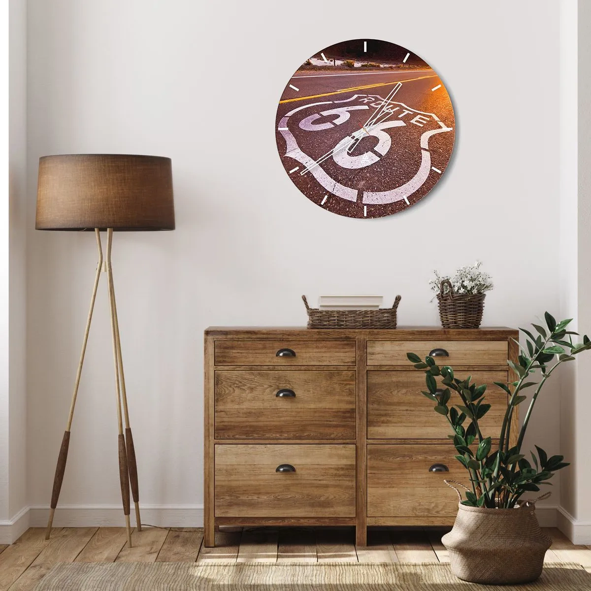 Wandklok - Klok - De beroemde weg 66 - 40x40 cm