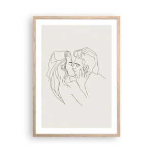 Een poster in een licht eiken lijst - Verstrikt in gevoel - 50x70 cm