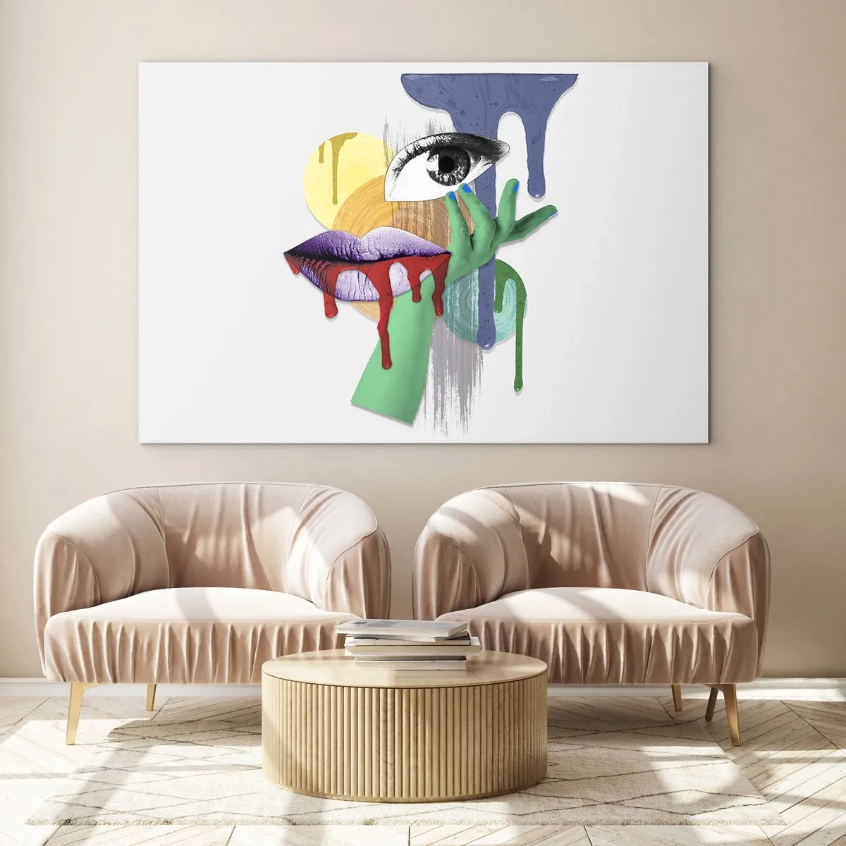 Schilderen op glas - Een gedeconstrueerd portret - 100x70 cm