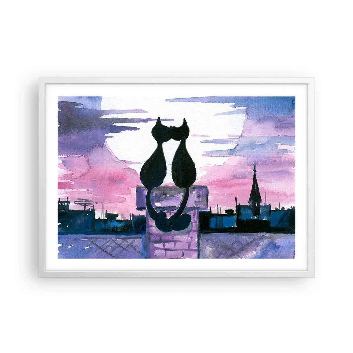 Poster in een witte lijst - Afspraak onder de maan - 70x50 cm